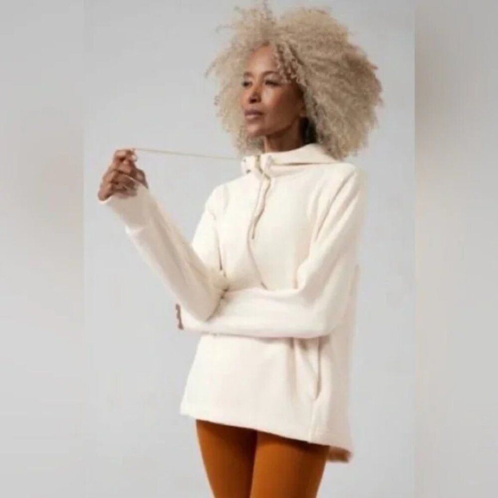 Athleta Cozy Karma 1/4-Zip Hoodie - Small - Chantilly Cream